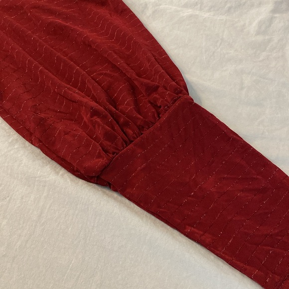 Lane Bryant Burgundy Sparkle Mock Neck Peplum Top Size 22/24 - Picture 7 of 8